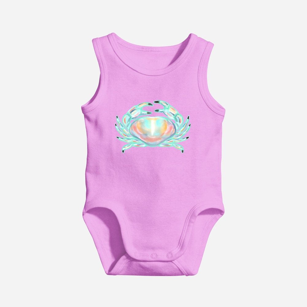 Personalized Watercolor Crab Sleeveless Bodysuit - Petite & Sassy Designs