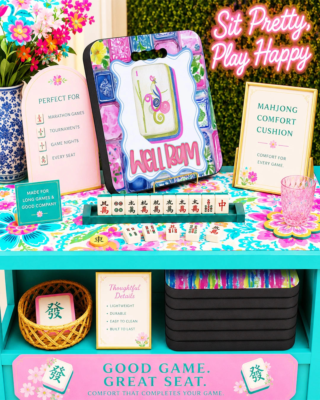 Funny Mahjong Seat Cushion | Comfort for Long Mahjong Marathons