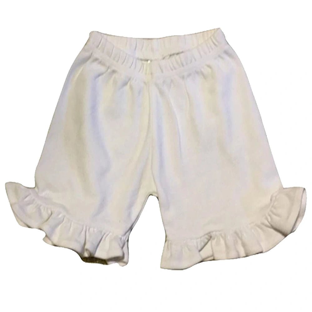 White Ruffle Hem Shorts - Petite & Sassy Designs