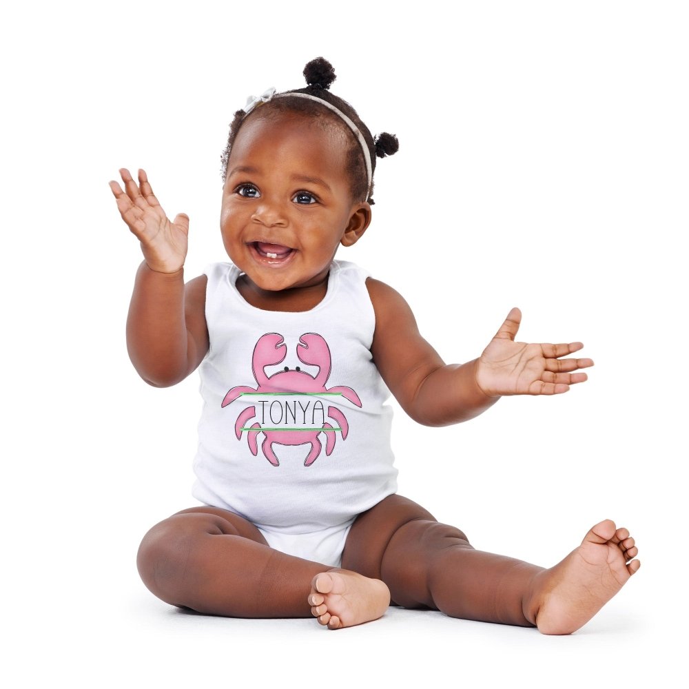 Personalized Crab Sleeveless Bodysuit - Petite & Sassy Designs