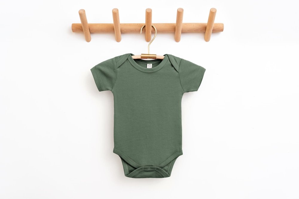 Organic Cotton Bodysuit In Thyme - Petite & Sassy Designs