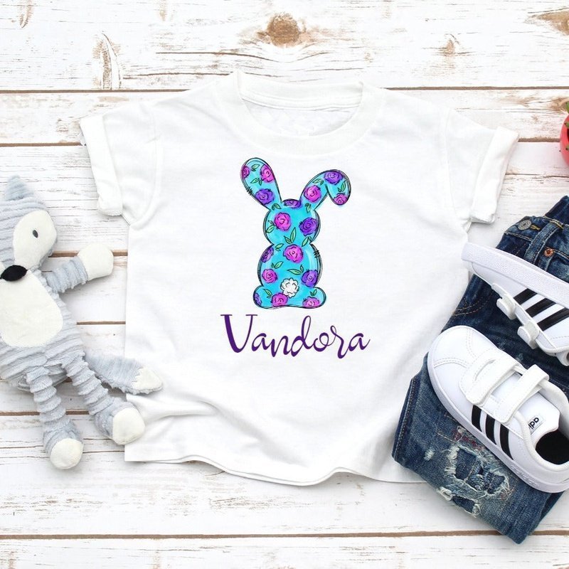 Personalized Bright Easter Bunny Shirt Petite Sassy Designs
