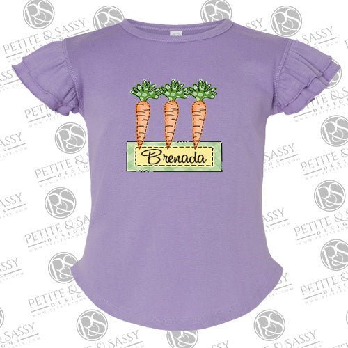 Easter Carrot Trio Flutter Sleeve T-shirt - Petite & Sassy Designs