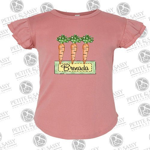 Easter Carrot Trio Flutter Sleeve T-shirt - Petite & Sassy Designs