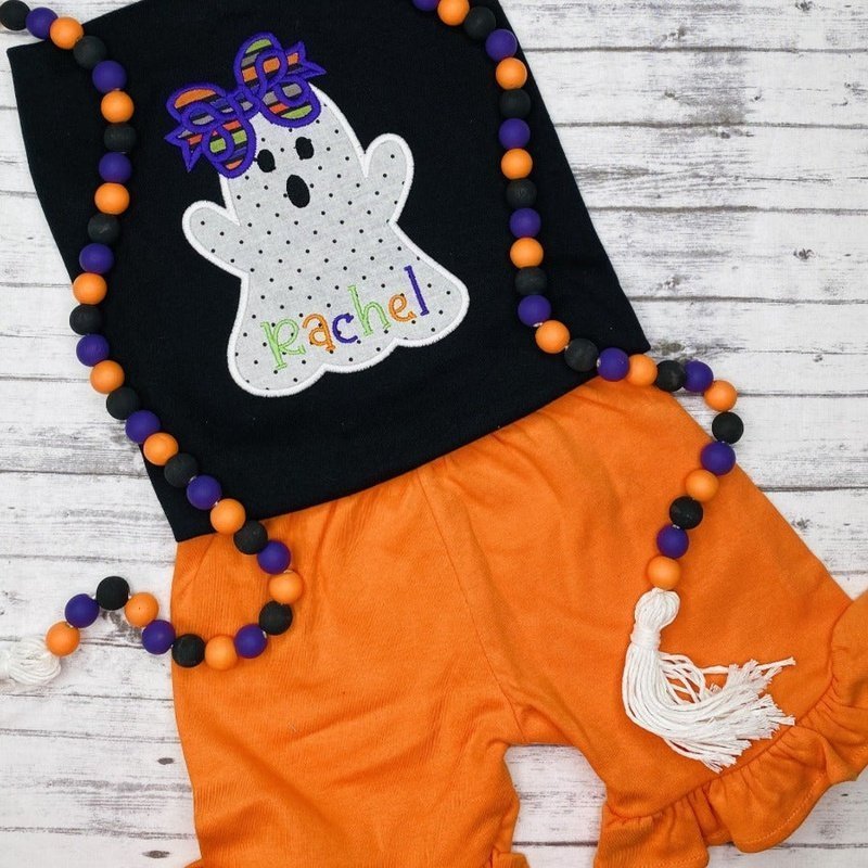 Ghost with Striped Bow Shirt - Petite & Sassy Designs