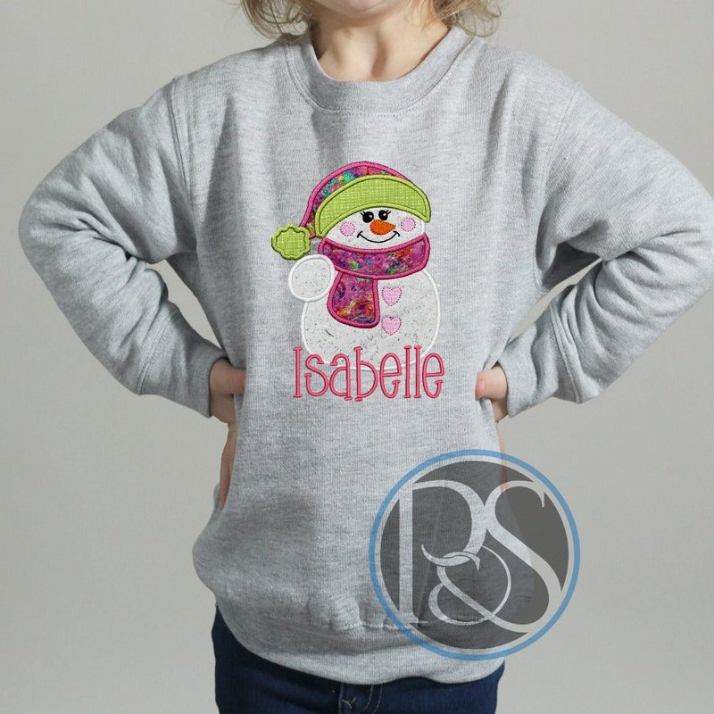 Little Snowman Girl Applique Sweatshirt - Petite & Sassy Designs