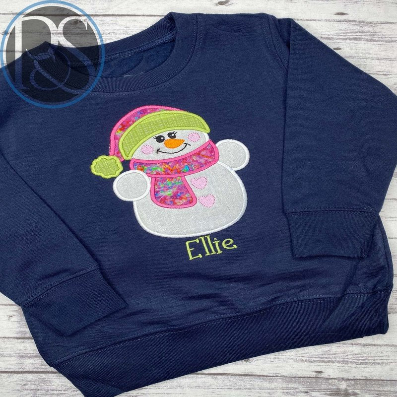 Little Snowman Girl Applique Sweatshirt - Petite & Sassy Designs