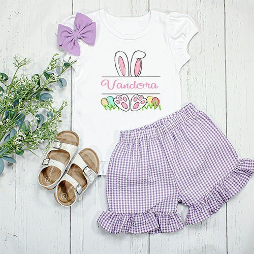 Personalized Name Girl Bunny Ruffle Shirt - Petite & Sassy Designs