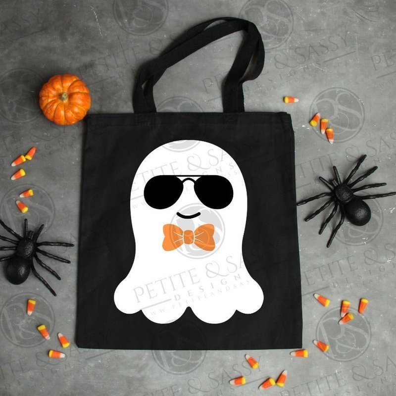 Bow Tie Ghost Trick or Treat Bag - Petite & Sassy Designs