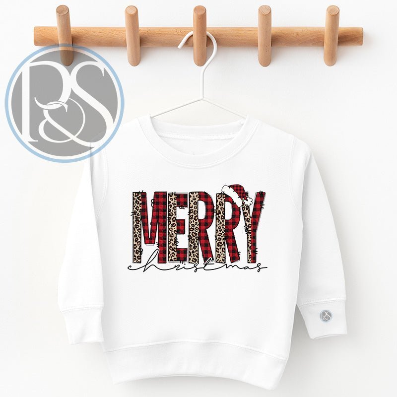 Plaid Leopard Merry Christmas Sweatshirt - Petite & Sassy Designs