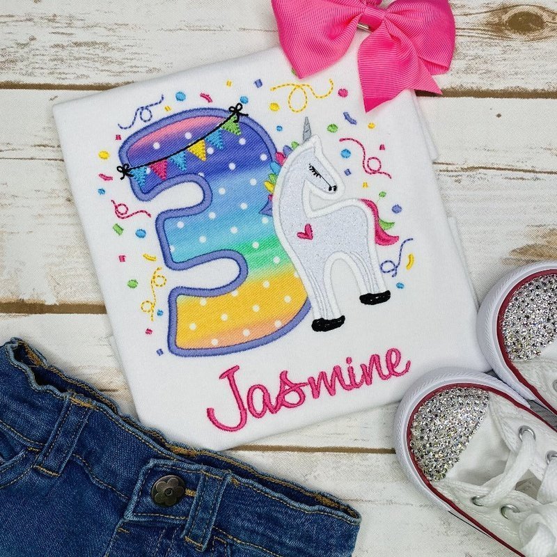 Unicorn 3rd Birthday Shirt - Petite & Sassy Designs