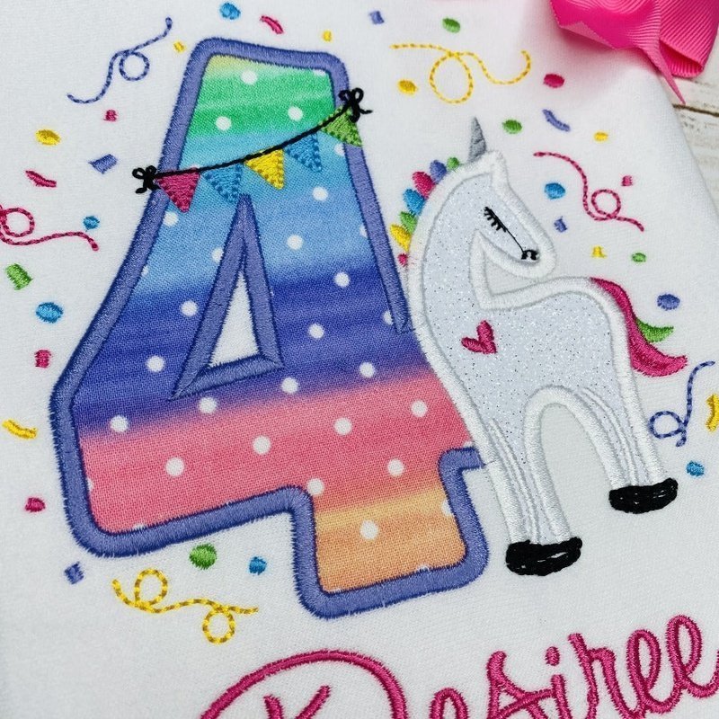 Unicorn 4th Birthday Shirt - Petite & Sassy Designs