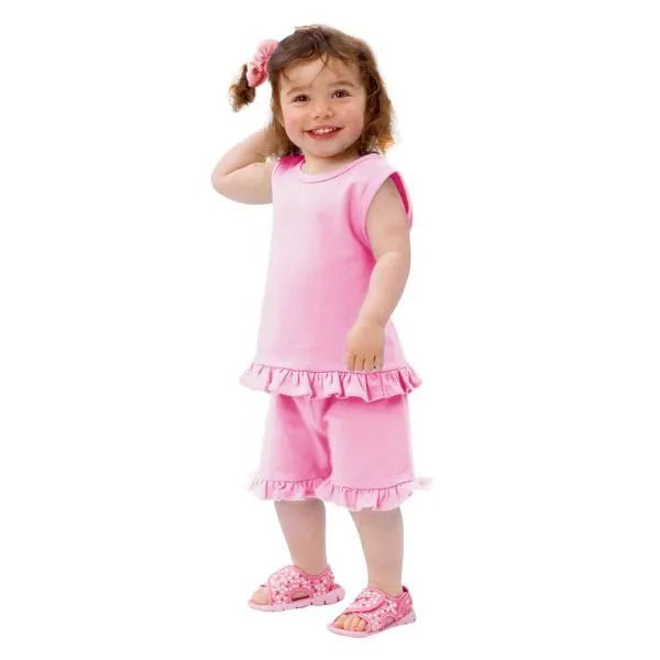 Pink Ruffle Hem Shorts - Petite & Sassy Designs