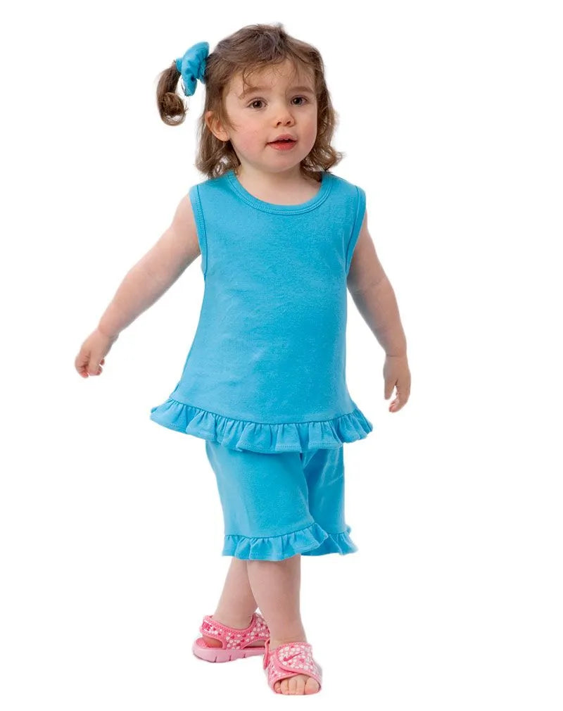 Turquoise Ruffle Hem Shorts - Petite & Sassy Designs