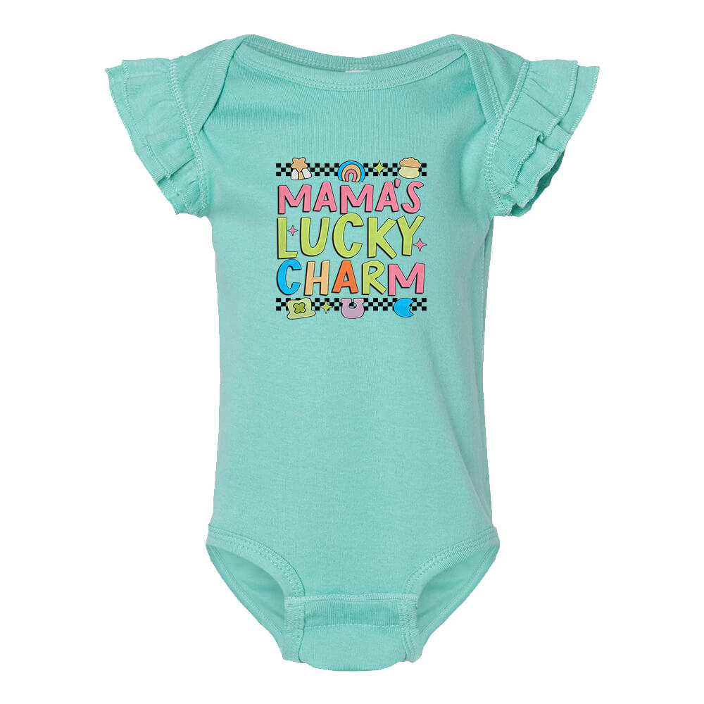 Mama's Lucky Charm Flutter Sleeve Bodysuit