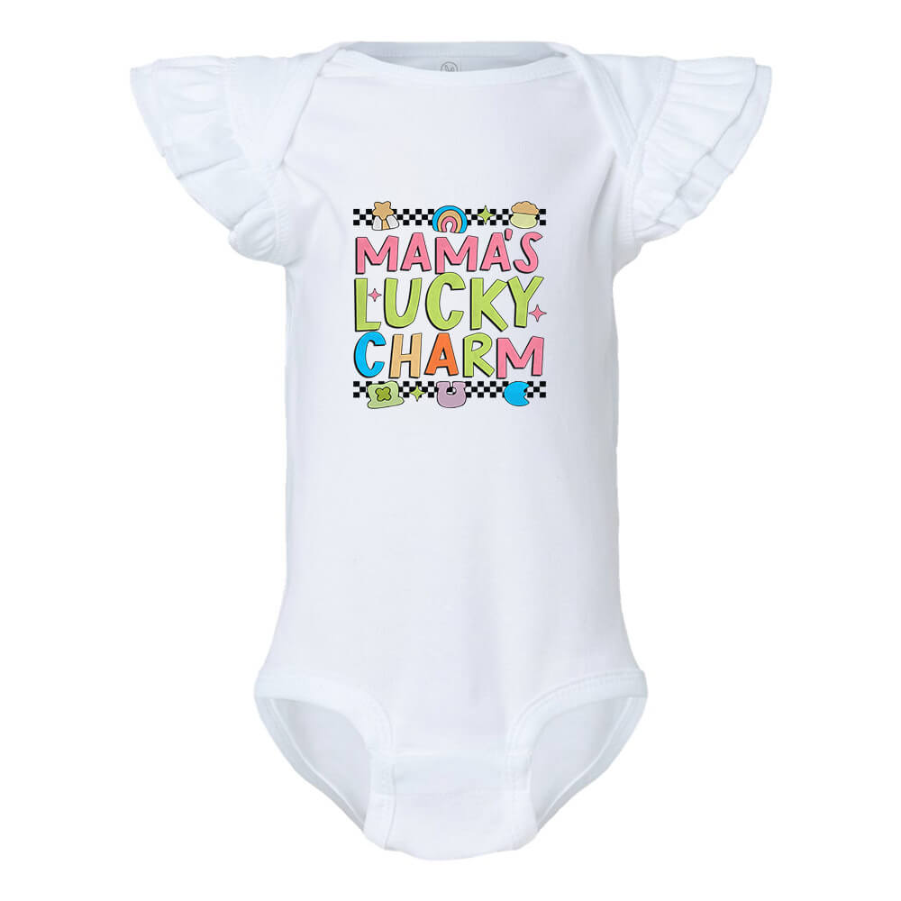Mama's Lucky Charm Flutter Sleeve Bodysuit