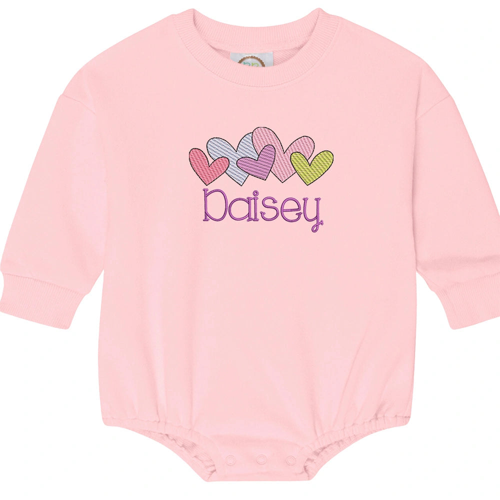 Embroidered Hearts Personalized Sweatshirt Bubble