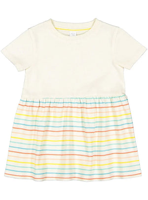 Girls Fine Jersey Dress in Natural/Sunkissed Stripe - Petite & Sassy Designs