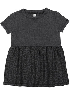 Girls Fine Jersey Dress in Vintage Smoke/Black Leopard - Petite & Sassy Designs