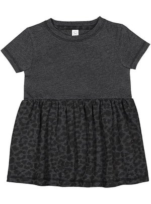Girls Fine Jersey Dress in Vintage Smoke/Black Leopard - Petite & Sassy Designs