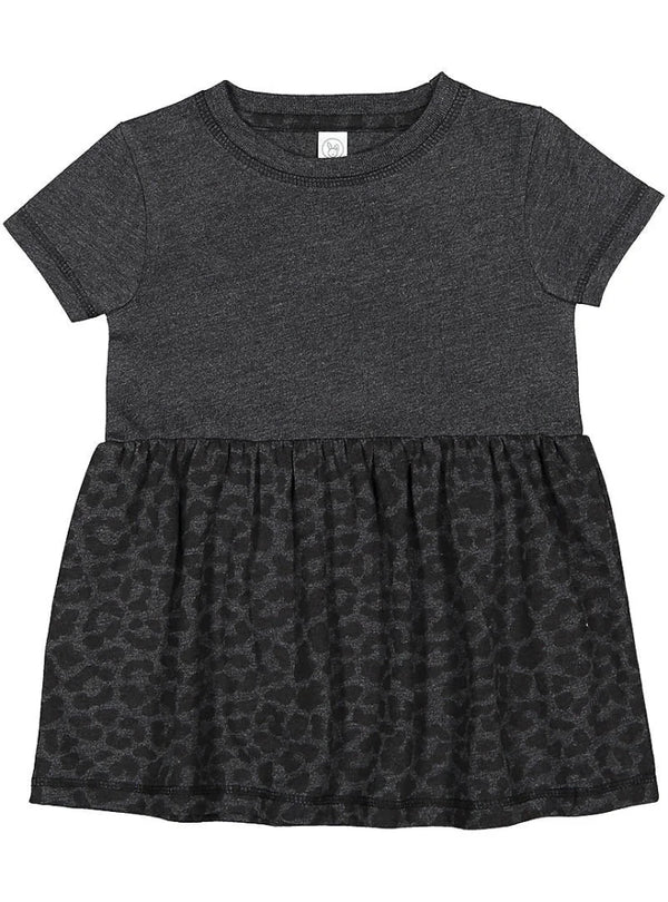 Girls Fine Jersey Dress in Vintage Smoke/Black Leopard - Petite & Sassy Designs