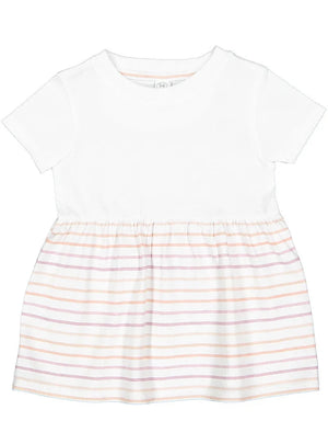 Girls Fine Jersey Dress in White/Lilac Stripe - Petite & Sassy Designs