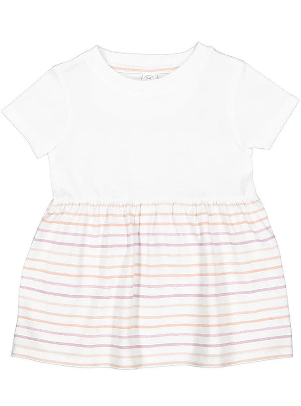 Girls Fine Jersey Dress in White/Lilac Stripe - Petite & Sassy Designs