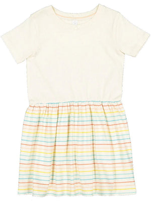 Girls Fine Jersey Dress in Natural/Sunkissed Stripe - Petite & Sassy Designs
