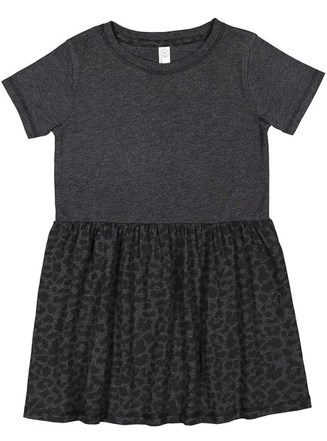 Girls Fine Jersey Dress in Vintage Smoke/Black Leopard