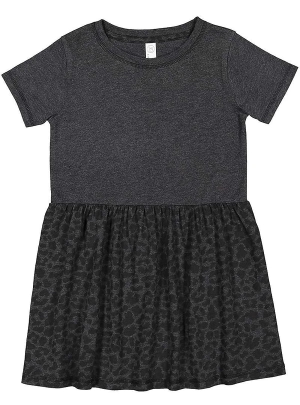 Girls Fine Jersey Dress in Vintage Smoke/Black Leopard - Petite & Sassy Designs