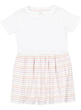 Girls Fine Jersey Dress in White/Lilac Stripe