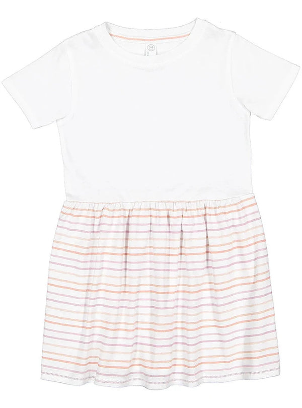 Girls Fine Jersey Dress in White/Lilac Stripe - Petite & Sassy Designs