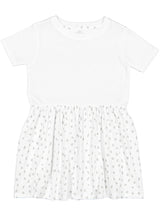 Girls Fine Jersey Dress in White/White Spot