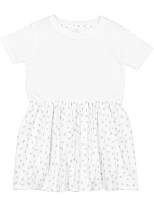 Girls Fine Jersey Dress in White/White Spot - Petite & Sassy Designs