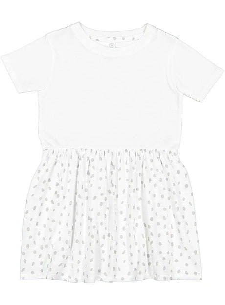 Girls Fine Jersey Dress in White/White Spot