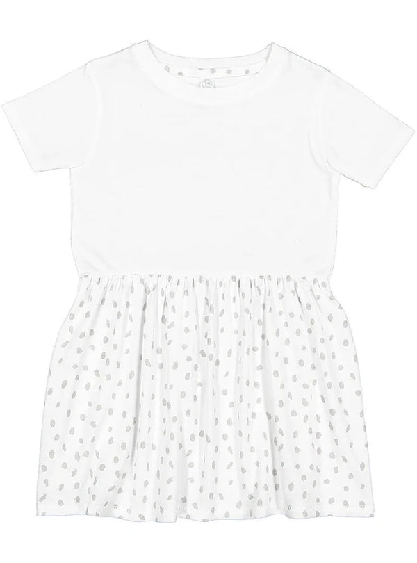 Girls Fine Jersey Dress in White/White Spot - Petite & Sassy Designs