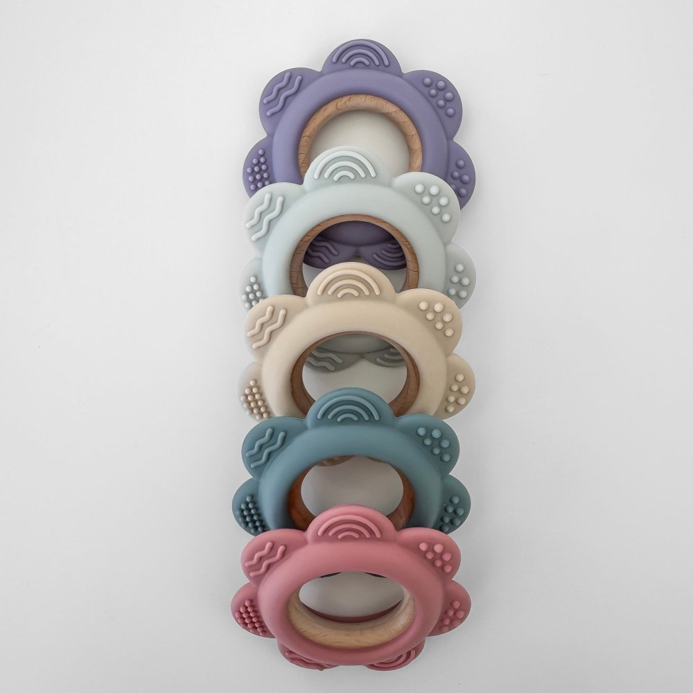 Garden Party Teether Collection - Silicone & Beechwood Flower - Petite & Sassy Designs