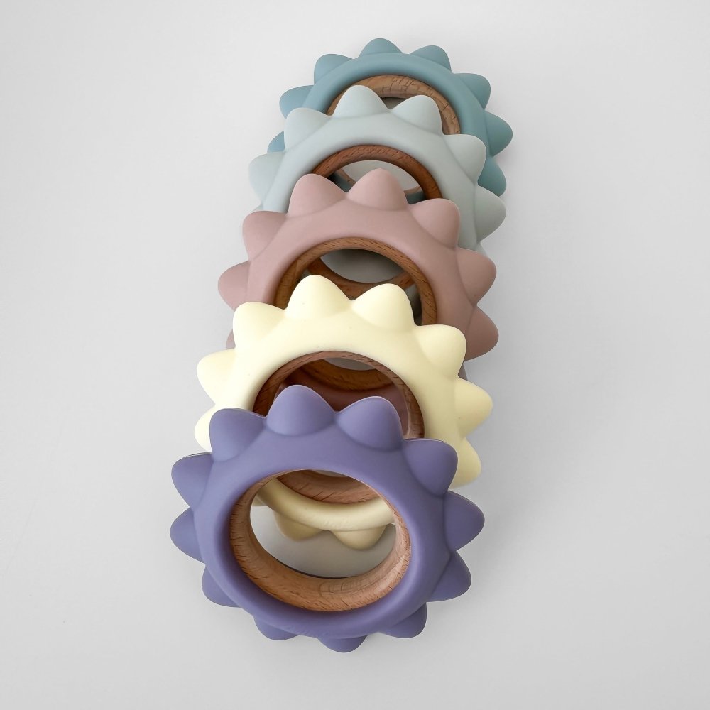 Garden Party Teether Collection - Silicone & Beechwood Sunshine - Petite & Sassy Designs