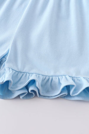 Light Blue Ruffle Hem Shorts - Petite & Sassy Designs