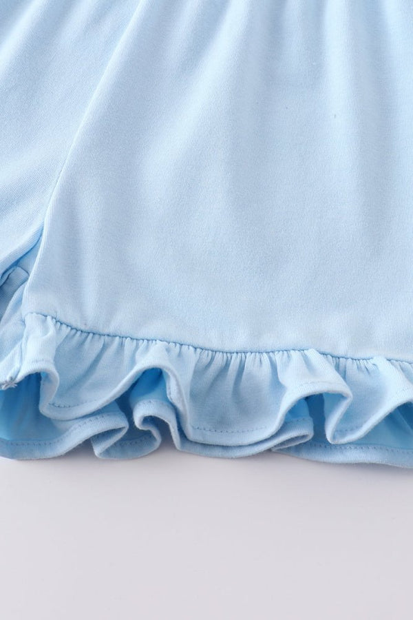 Light Blue Ruffle Hem Shorts - Petite & Sassy Designs