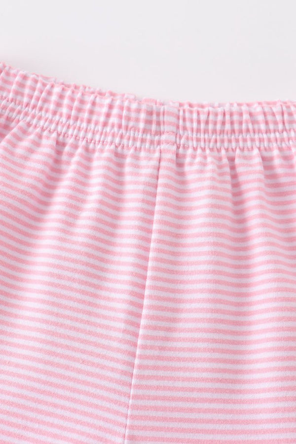 Pink & White Stripe Ruffle Hem Shorts - Petite & Sassy Designs