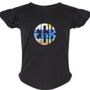 Beach Monogram Flutter Sleeve T-shirt - Petite & Sassy Designs