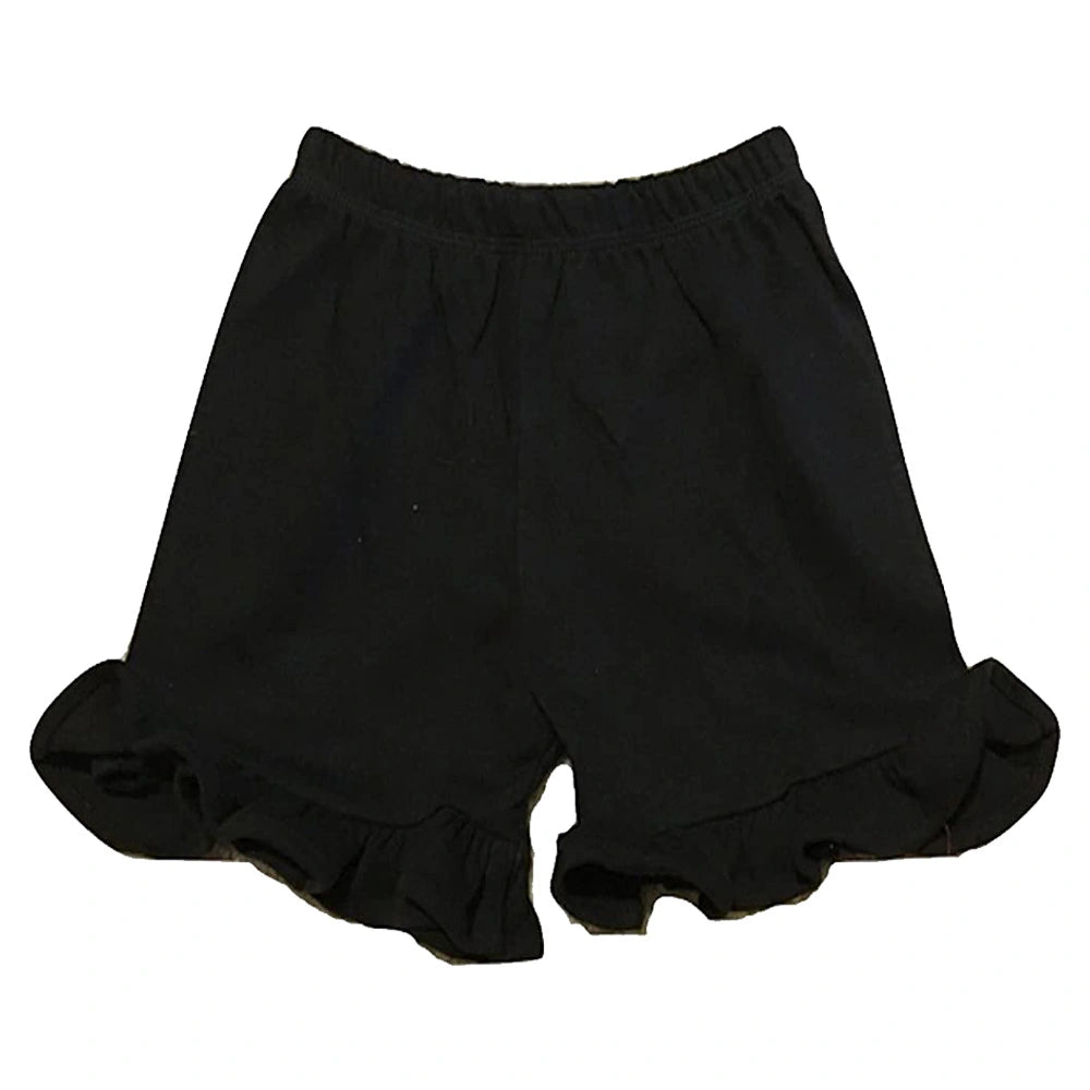 Black Ruffle Hem Shorts