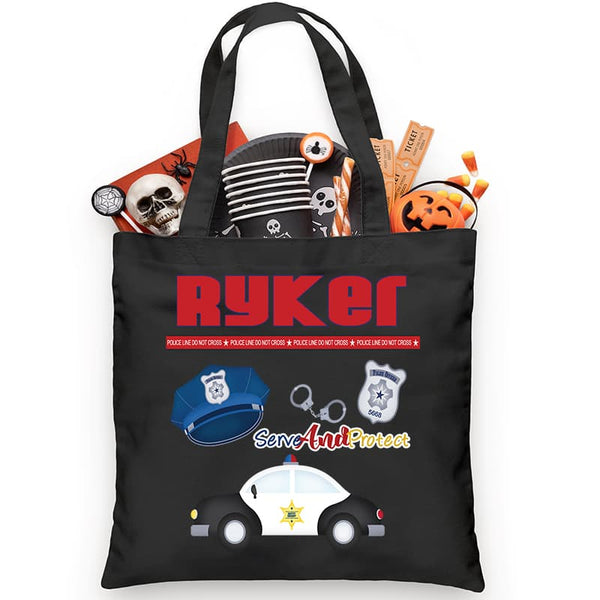 Police Patrol Car Trick or Treat Bag - Petite & Sassy Designs