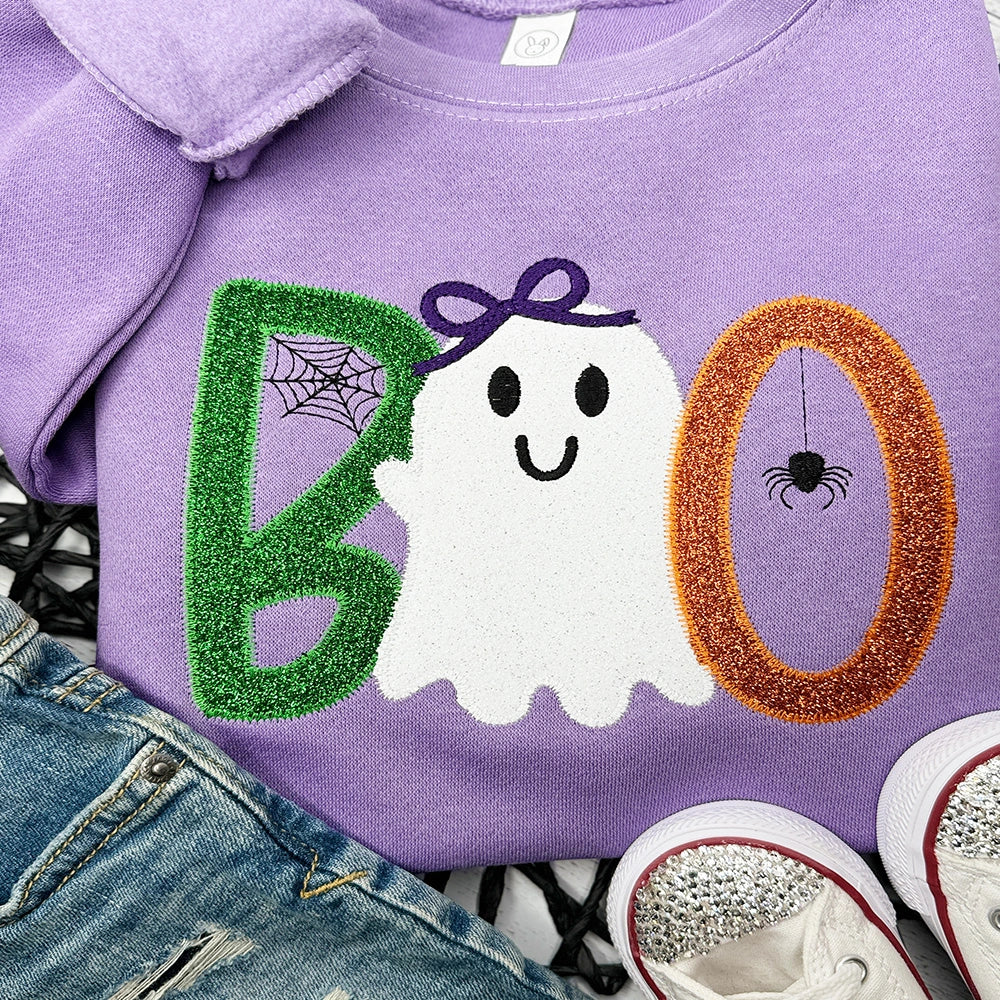 Boo Glitter Ghost with Bow Sweatshirt