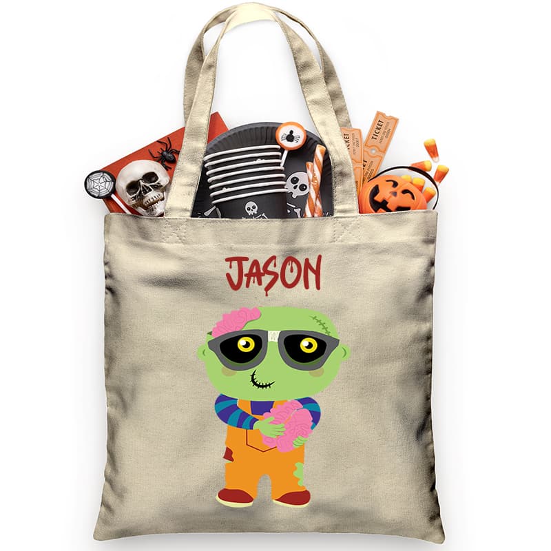 Zombie Trick or Treat Bag, Personalized Zombie Halloween Bag, Zombie L –  Shop Personalized Gifts