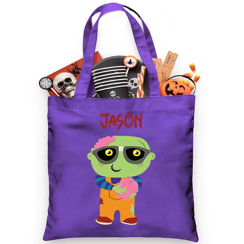 Brain Zombie Trick or Treat Bag