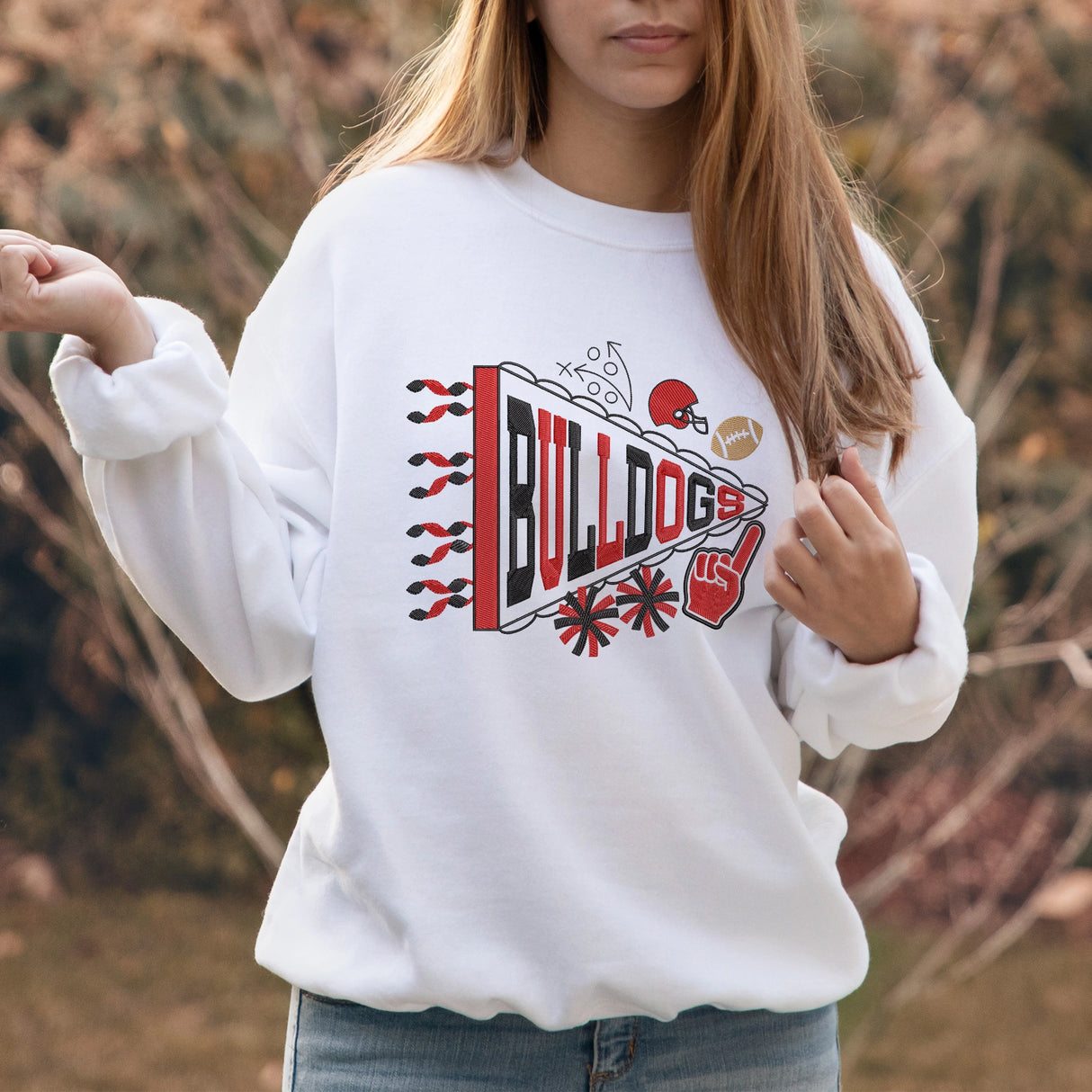 Embroidered Bulldogs Pennant Sweatshirt