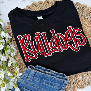 Bulldog Puff Embroidery Game Day Fan Sweatshirt - Petite & Sassy Designs
