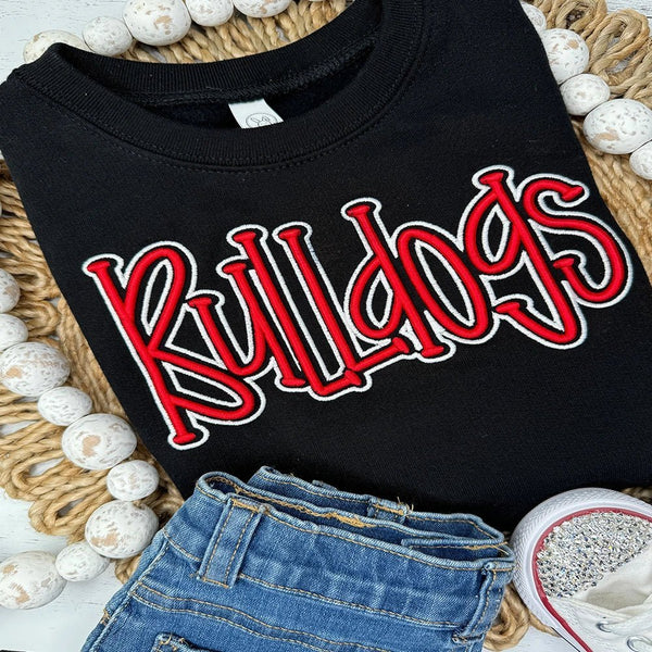 Bulldog Puff Embroidery Game Day Fan Sweatshirt - Petite & Sassy Designs